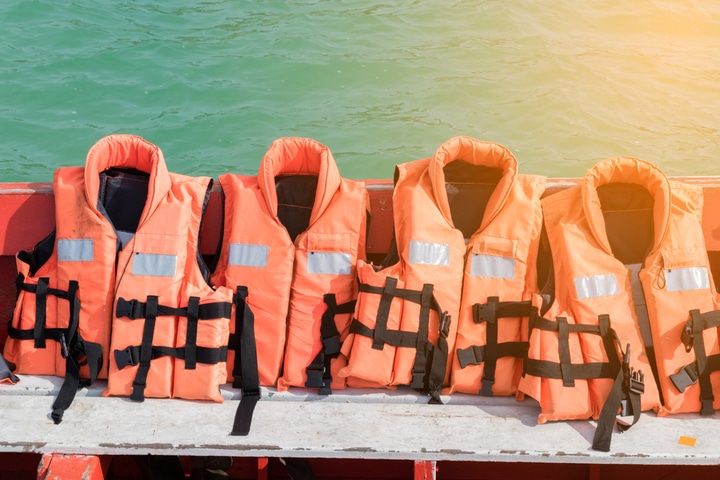 Boat safety equipment (life vests).