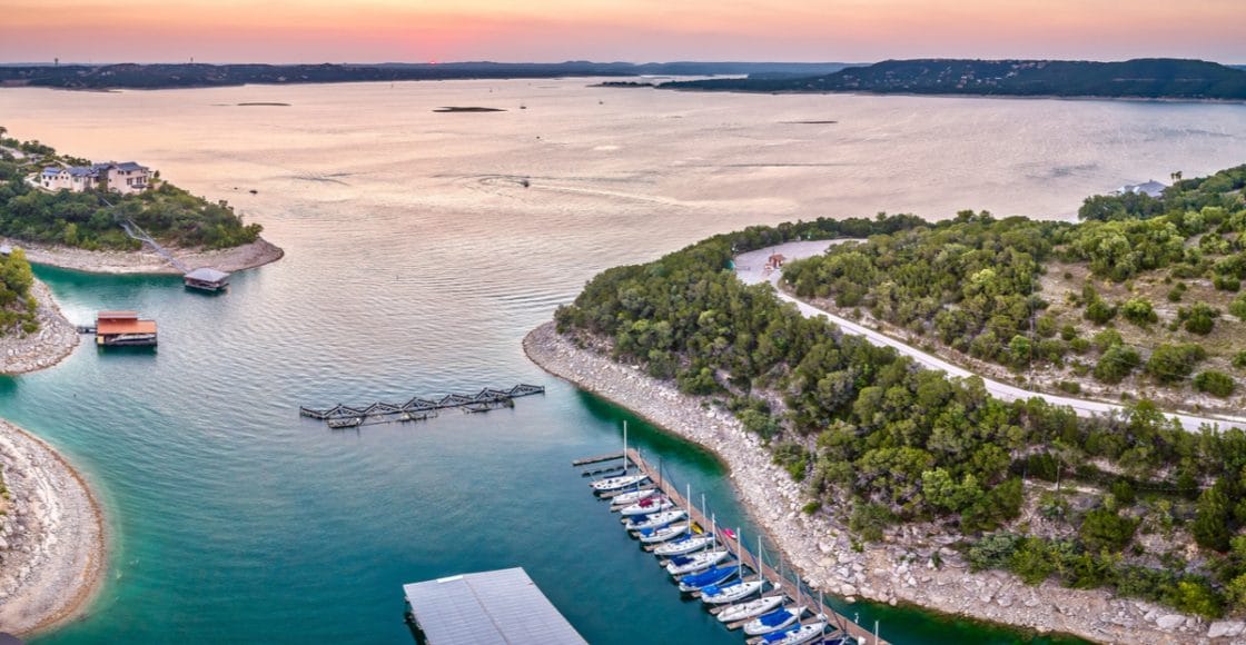 Boating on Lake Travis in Texas.