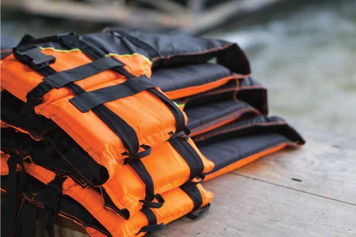 Pile of Life Jackets.
