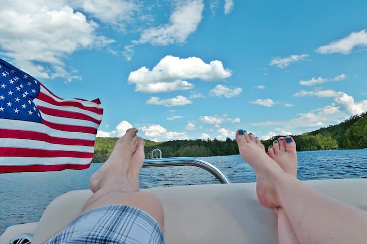 relaxing on a boat